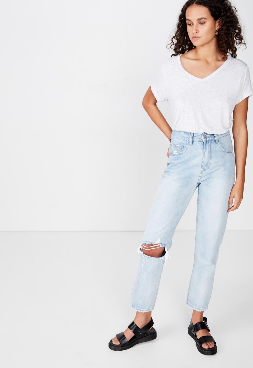 Cotton On - Karly short sleeve v neck top  - grey
