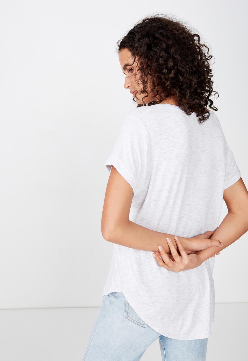 Cotton On - Karly short sleeve v neck top  - grey