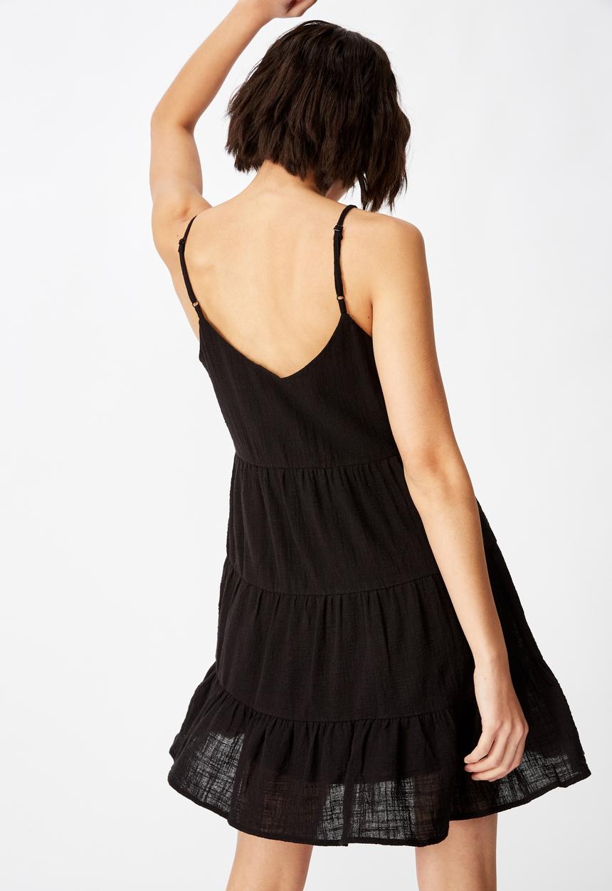 Factorie - Textured tiered dress  - black