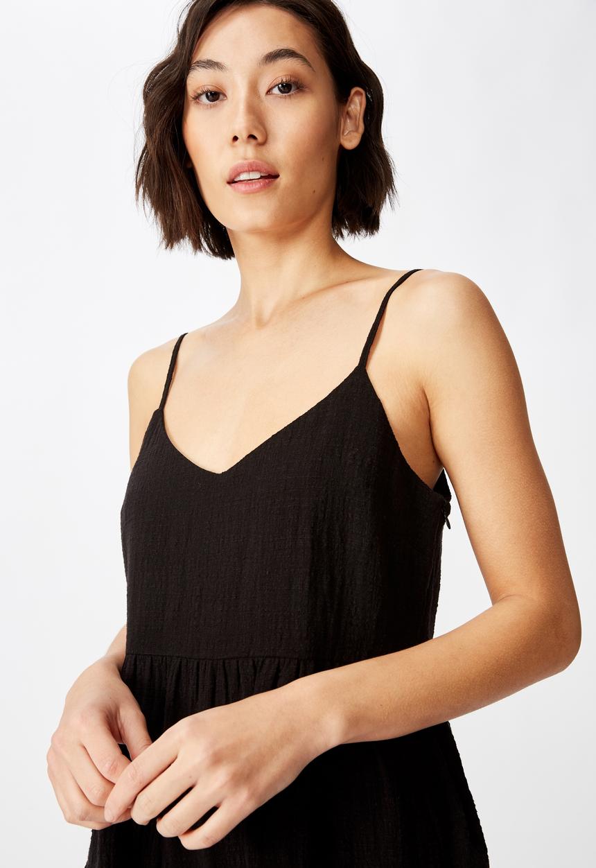 Factorie - Textured tiered dress  - black