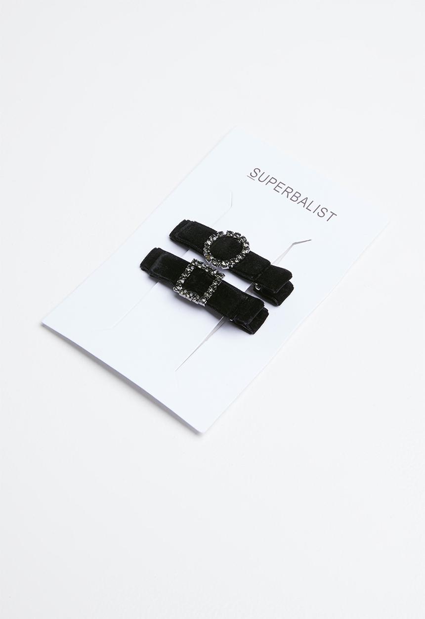 Superbalist - Velvet hair slide set - black