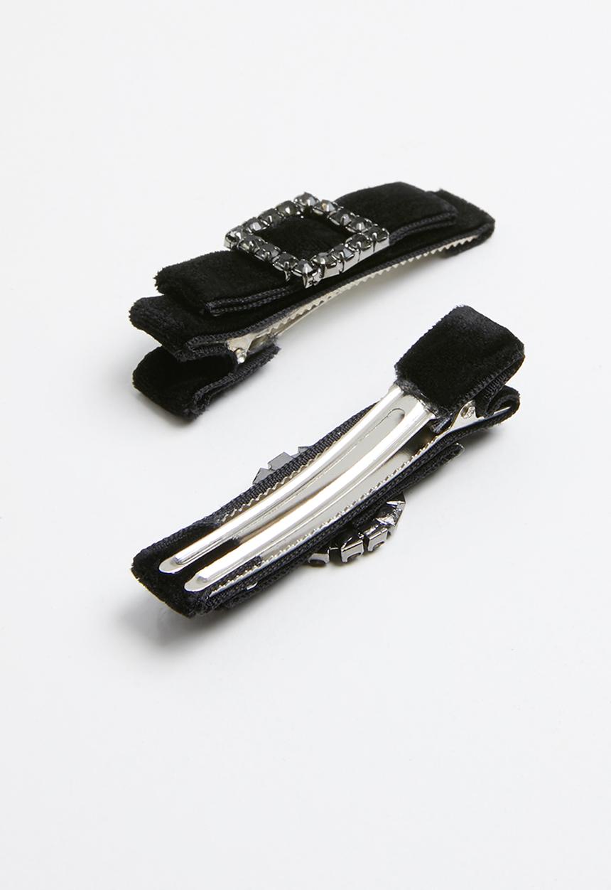 Superbalist - Velvet hair slide set - black