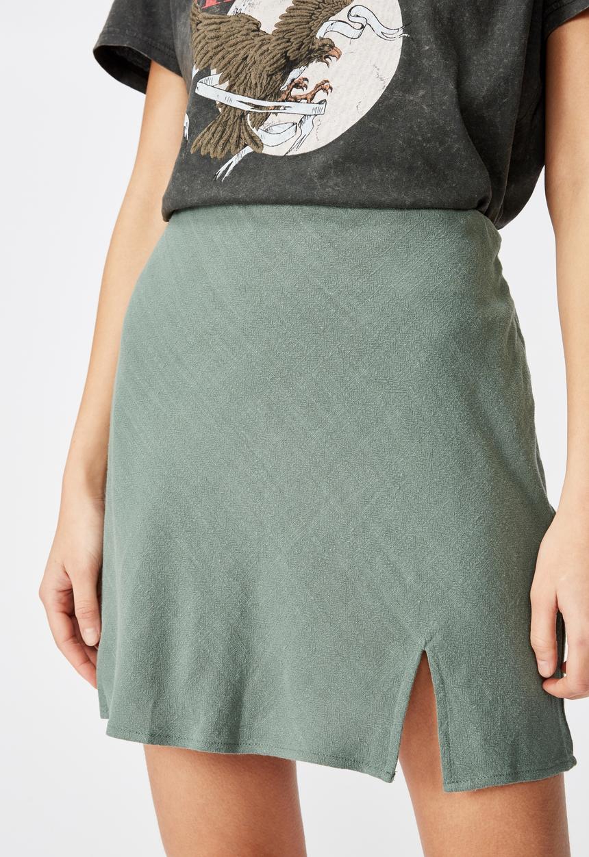 Factorie - Textured mini skirt  - green