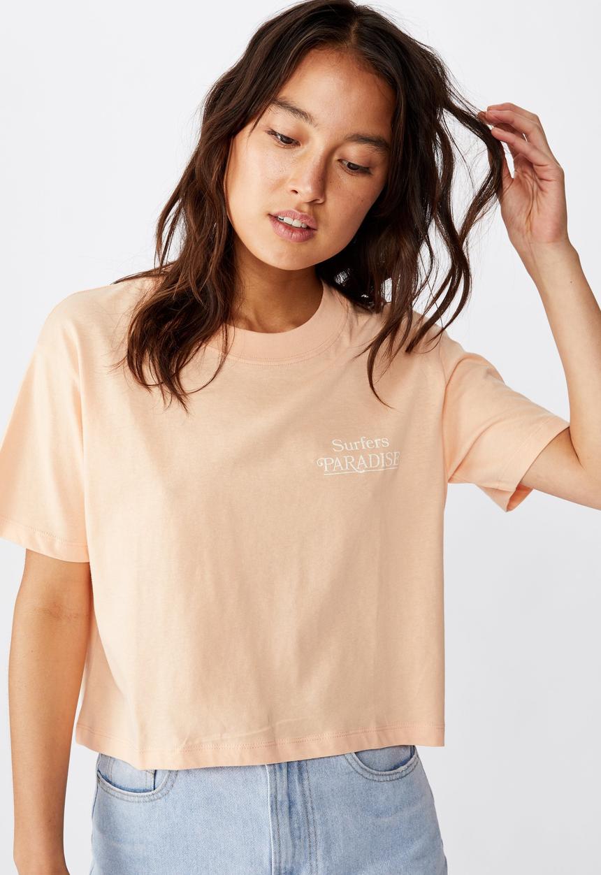 Cotton On - Tbar Cali graphic crop - peach