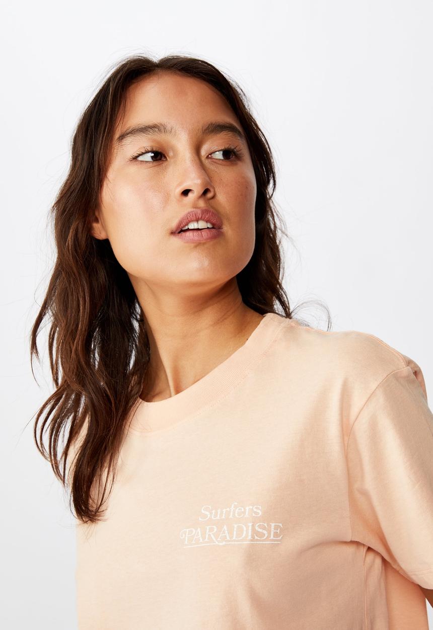 Cotton On - Tbar Cali graphic crop - peach
