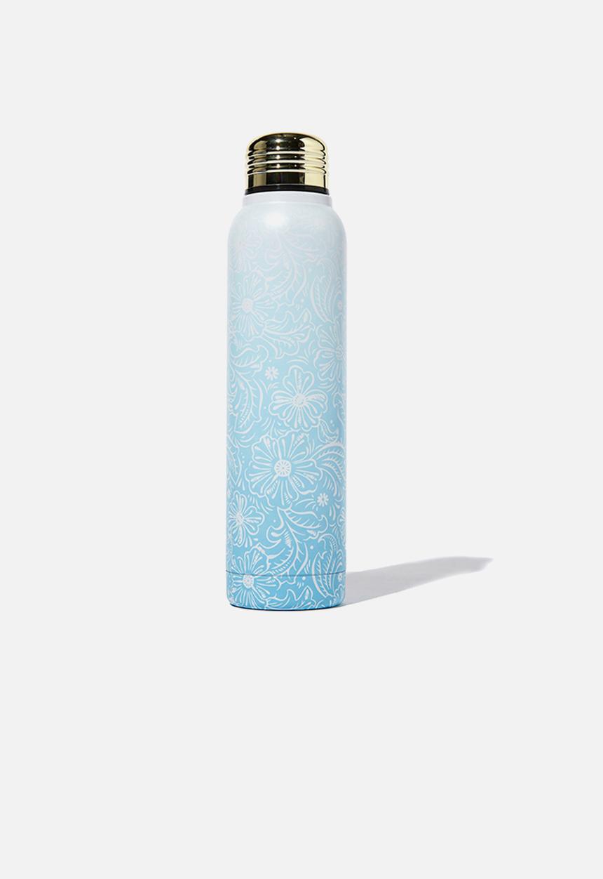 Typo - Small metal drink bottle - blue ombre lace