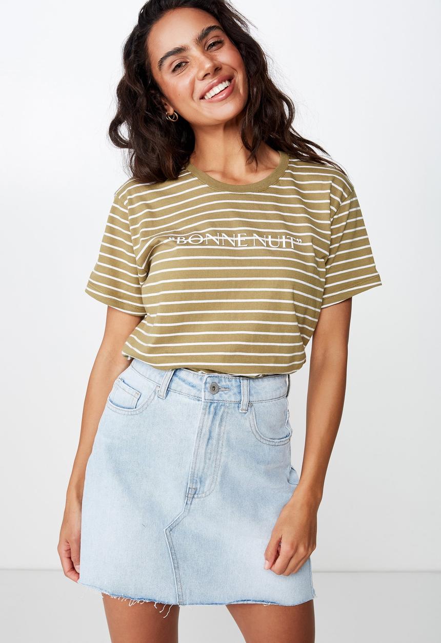Cotton On - Classic slogan T-shirt - white & green 