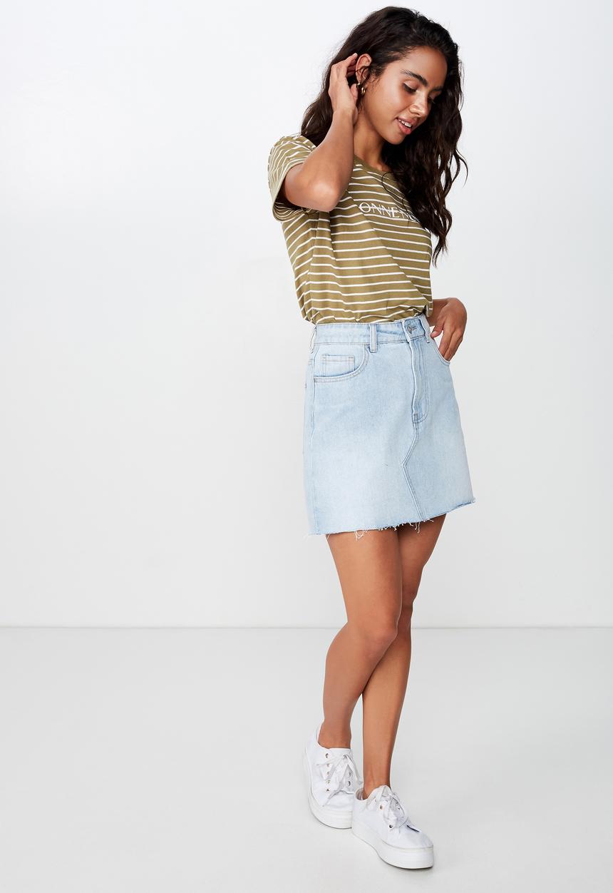 Cotton On - Classic slogan T-shirt - white & green 