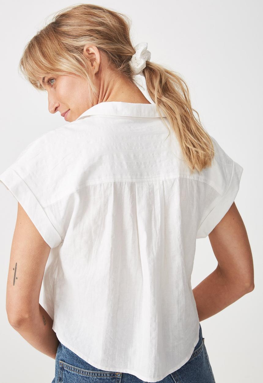 Cotton On - Emily chopped short sleeve shirt  - white