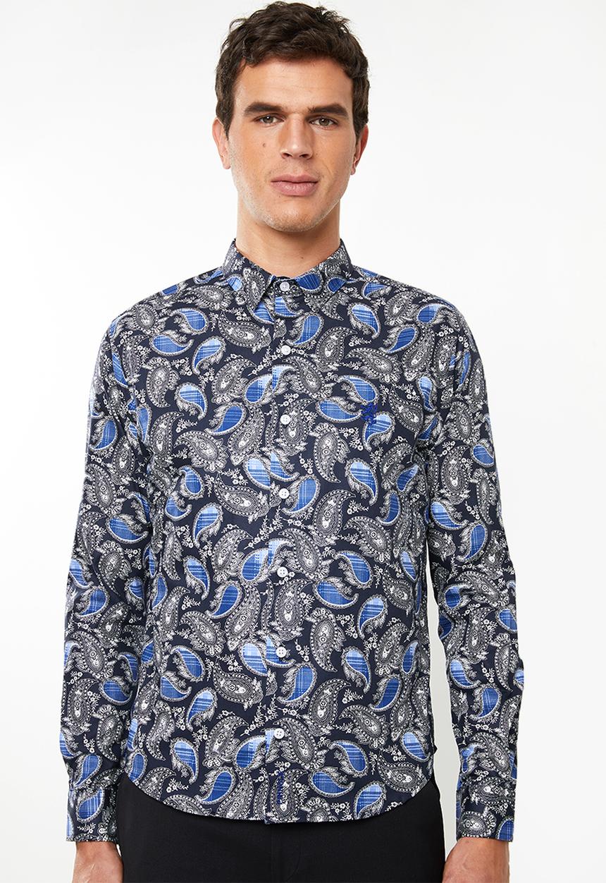 Pringle of Scotland - Barnaby paisley long sleeve styled shirt - blue
