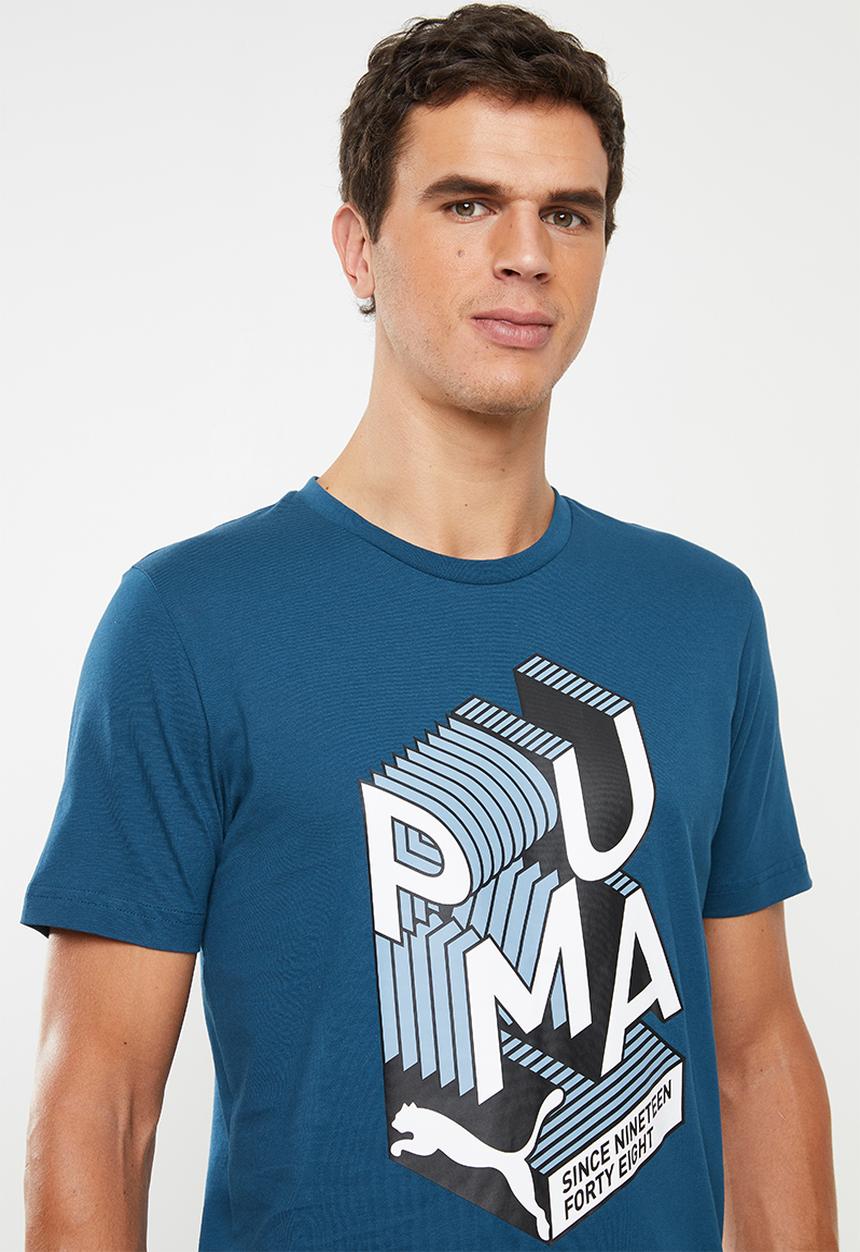 PUMA - Graphic effect interest tee - blue