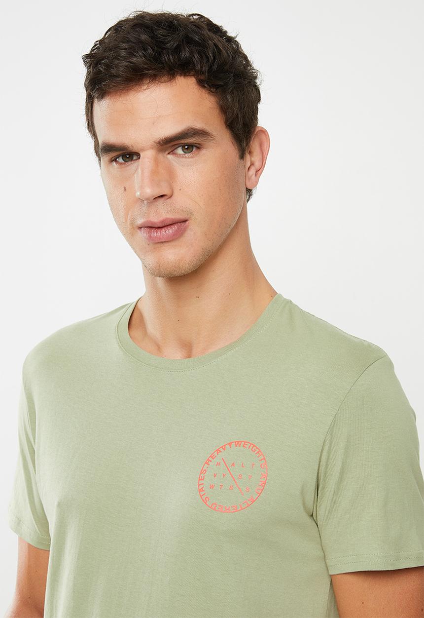 Factorie - Curved graphic T-shirt - green