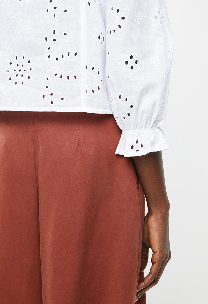 Superbalist - Square neck anglaise blouse - white