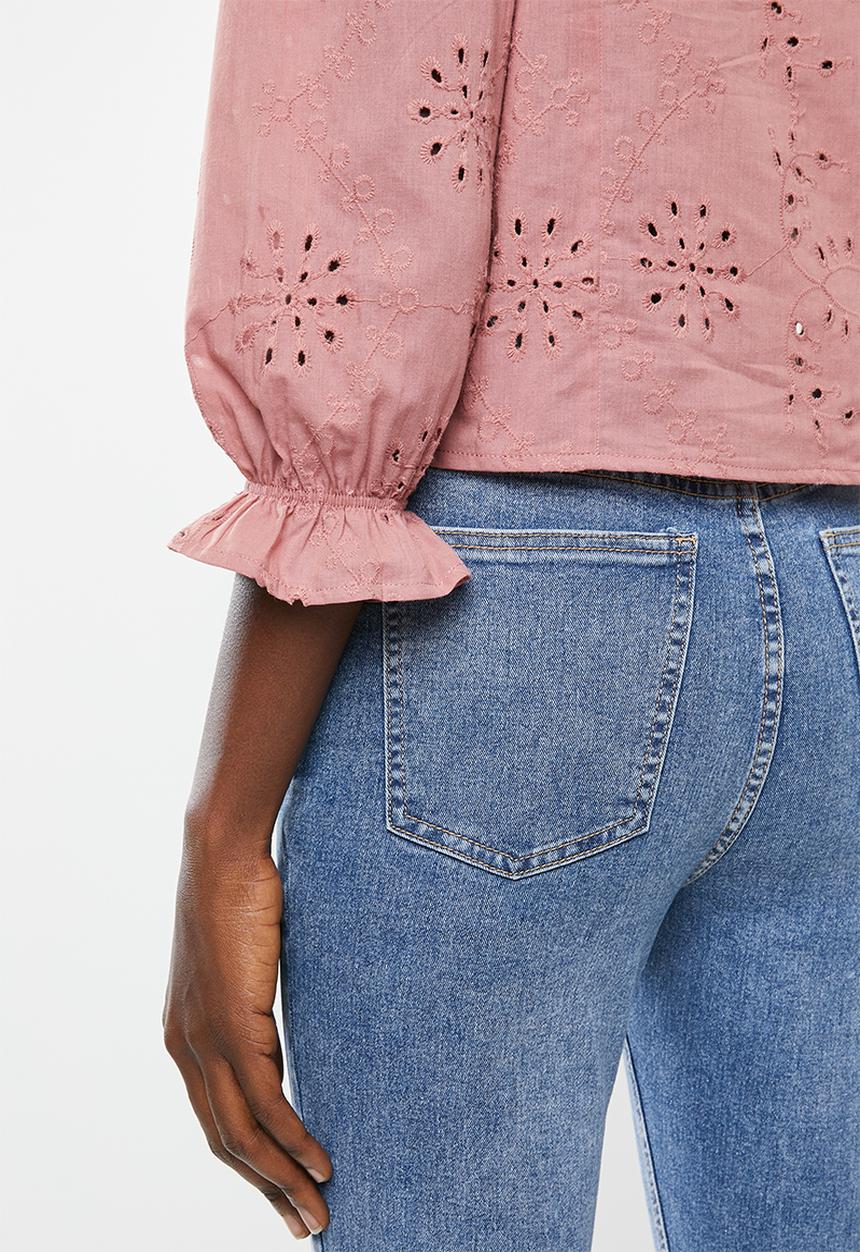 Superbalist - Square neck anglaise blouse - pink