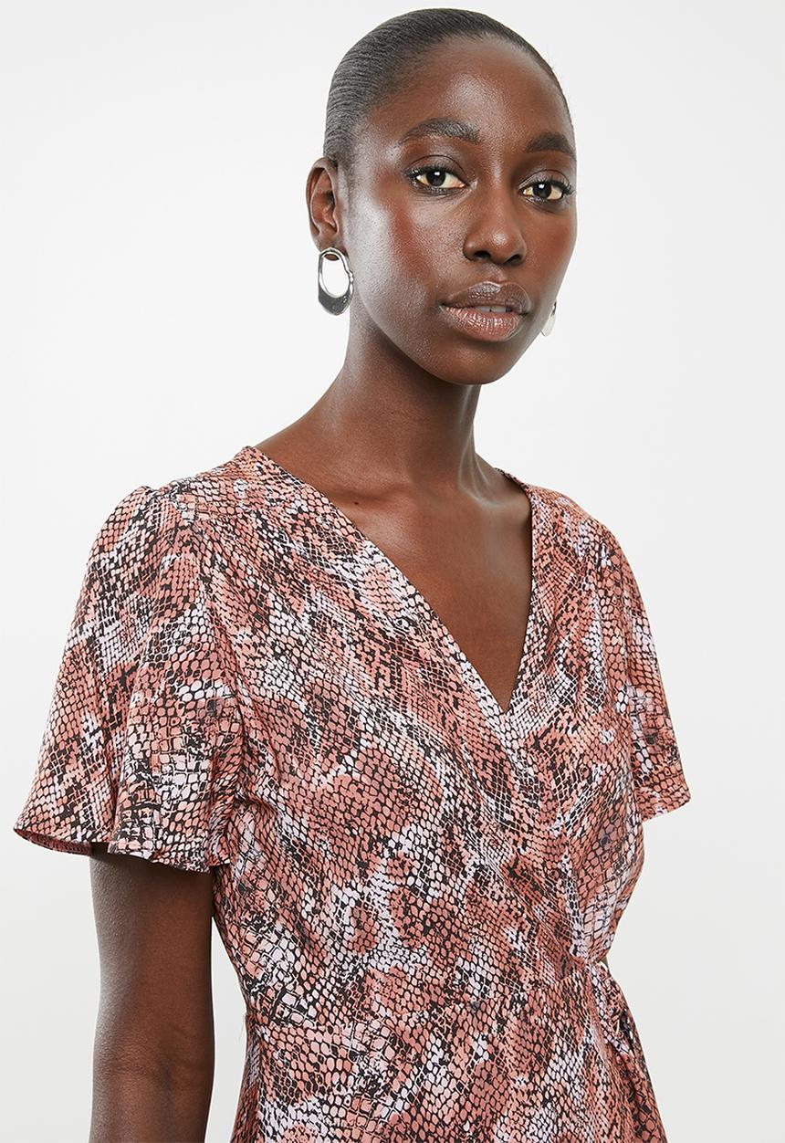 Superbalist - Mini wrap dress - pink & peach 