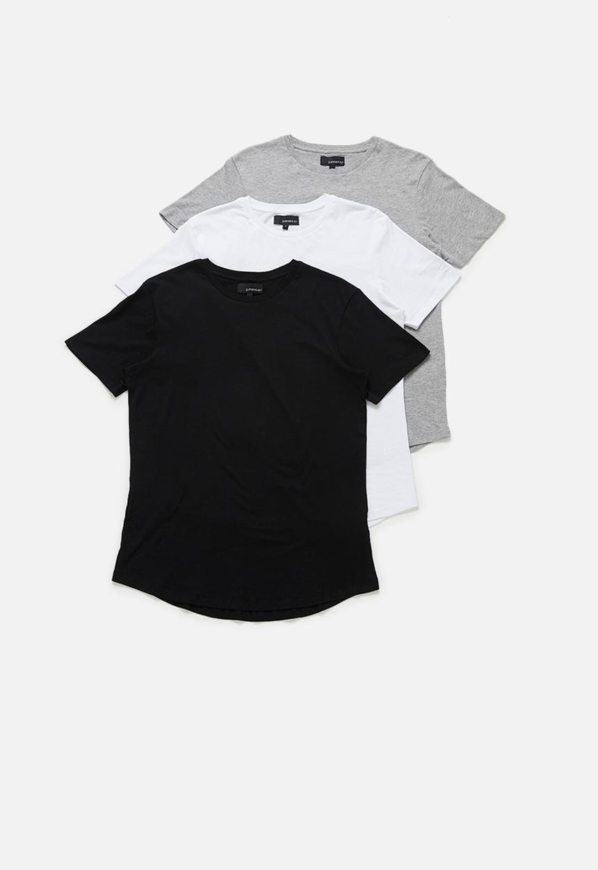 Superbalist - Longline curved hem short sleeve 3 pack tees - multi