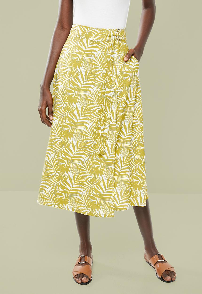 Superbalist - Wrap midi skirt - green & cream 