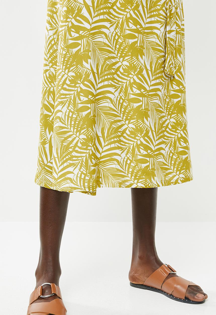 Superbalist - Wrap midi skirt - green & cream 