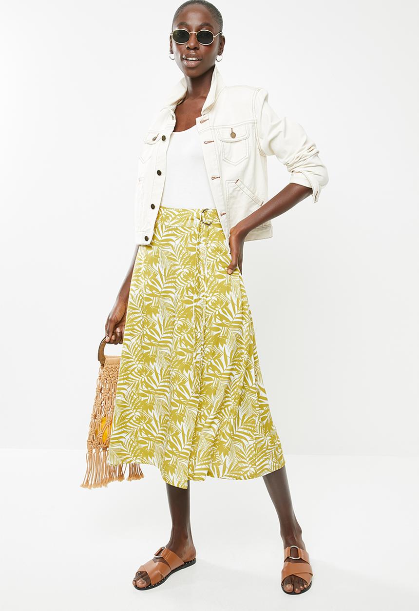 Superbalist - Wrap midi skirt - green & cream 