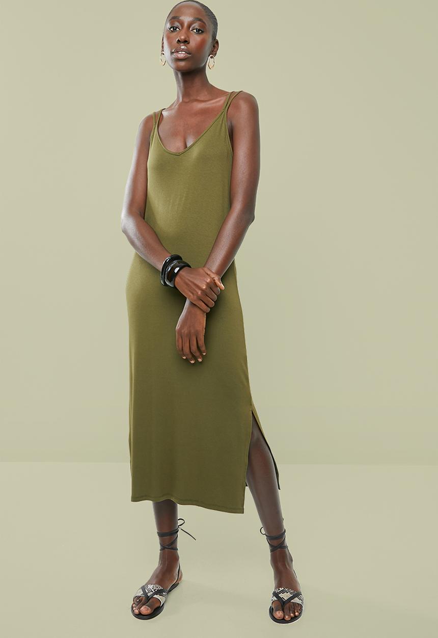 Superbalist - Soft Knit strappy dress - khaki