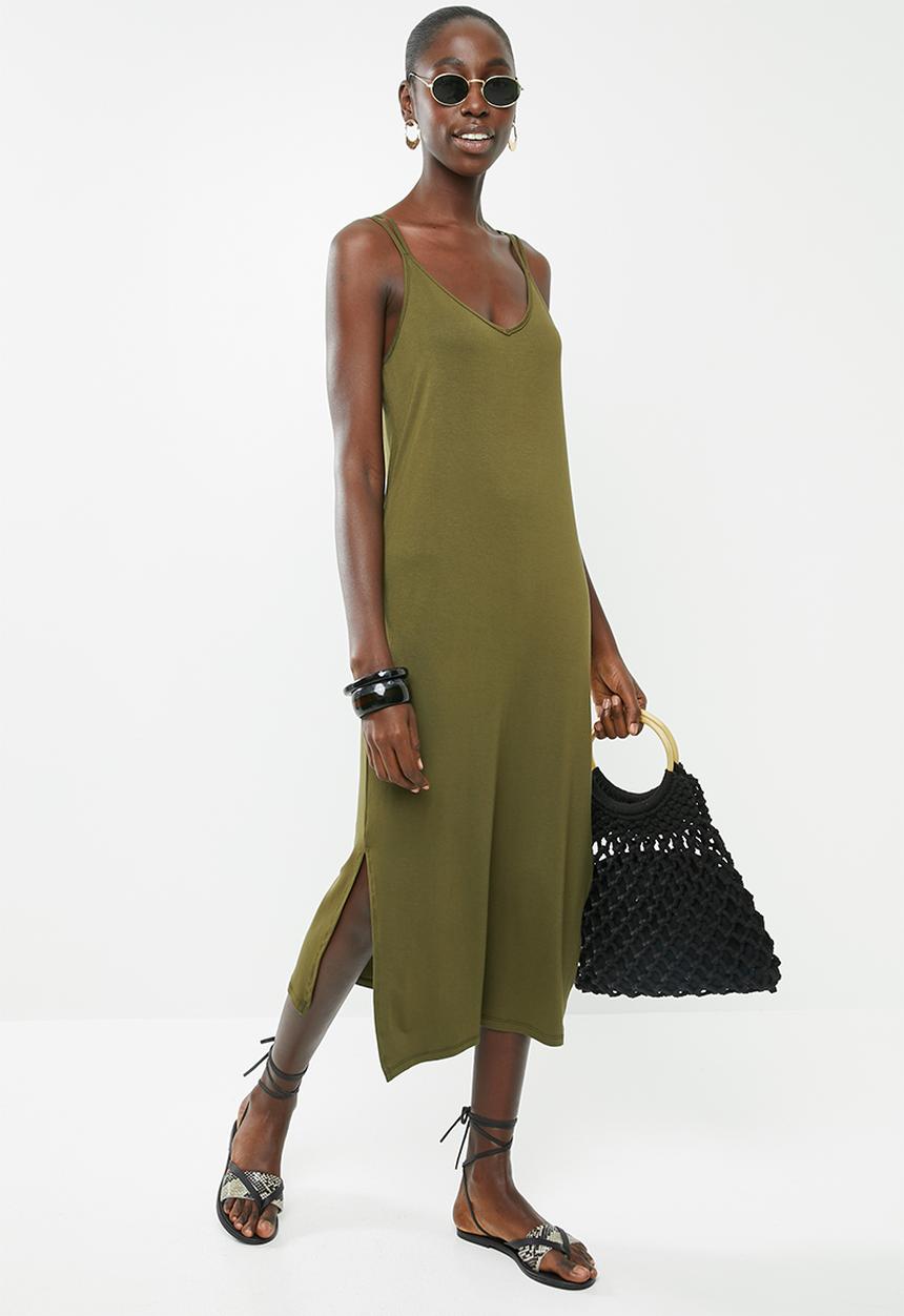 Superbalist - Soft Knit strappy dress - khaki