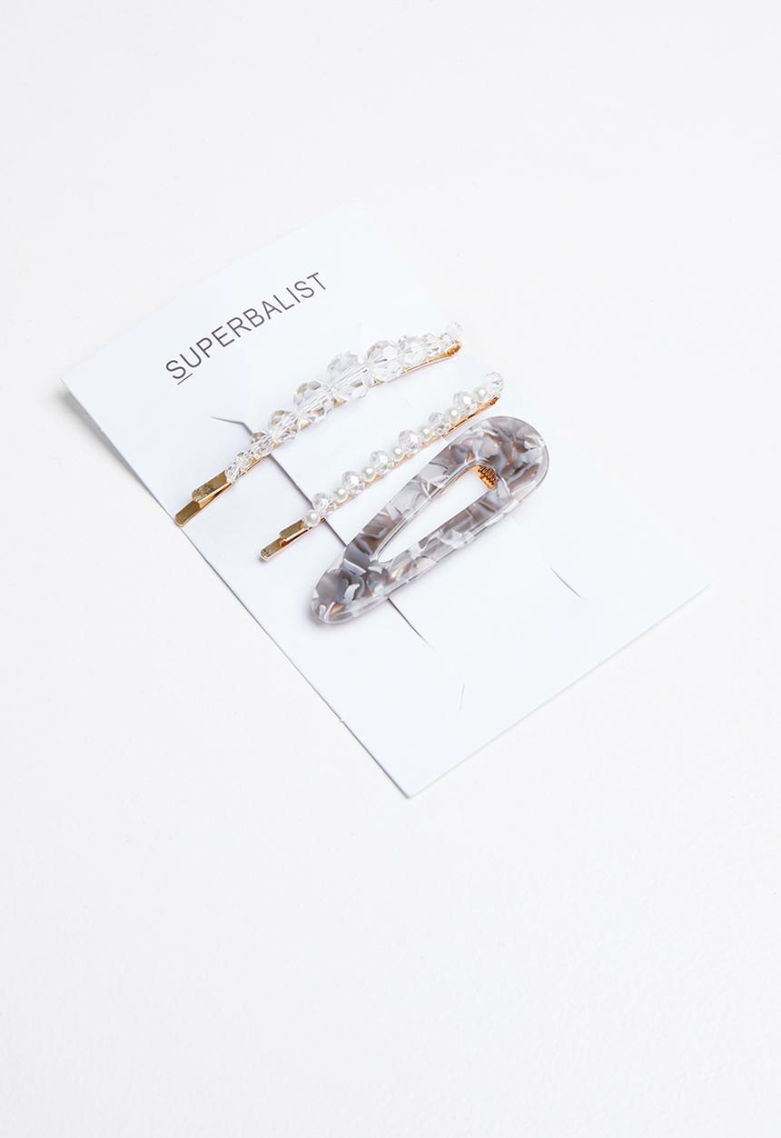 Superbalist - 3 Pack hair slide set - black & transparent 