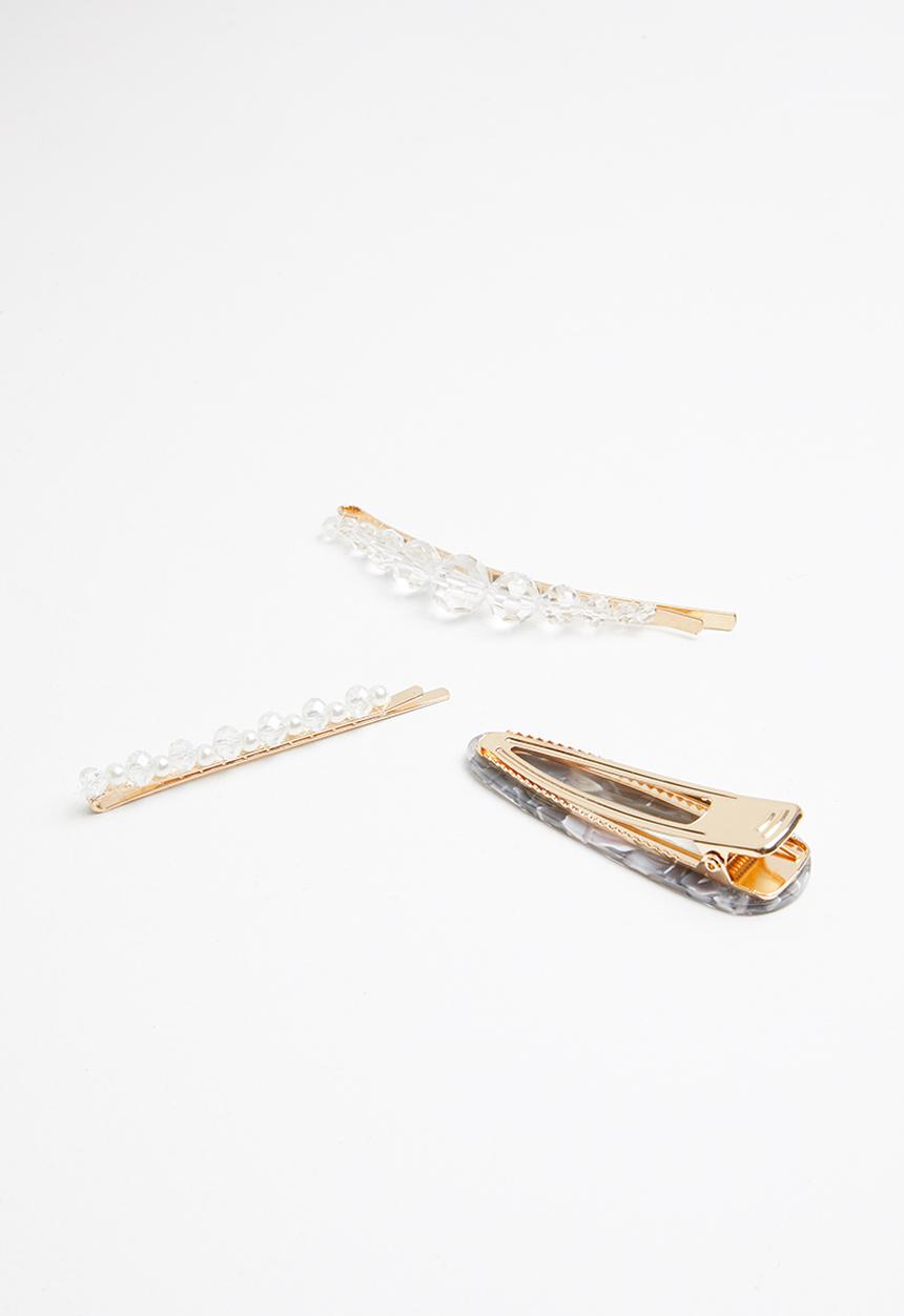Superbalist - 3 Pack hair slide set - black & transparent 