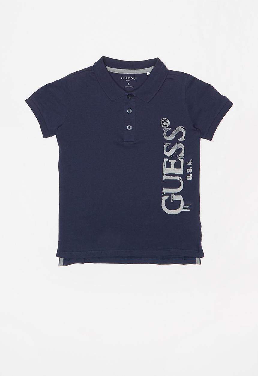 GUESS - Short sleeve sideways guess polo - navy