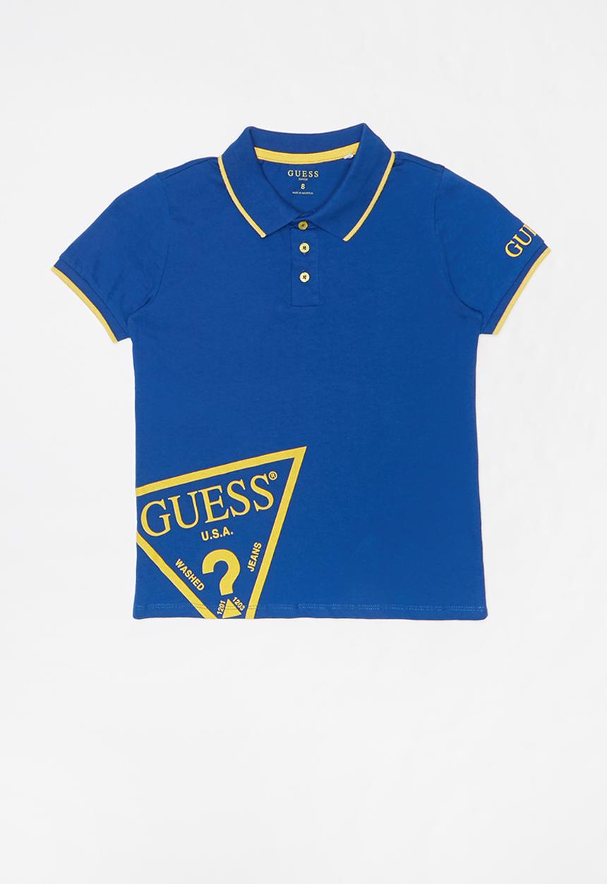 GUESS - Teens short sleeve guess triangle polo - blue
