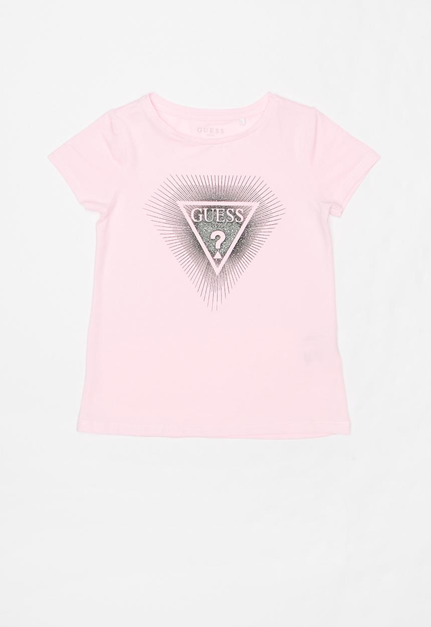 GUESS - Short sleeve diamond logo tee - pink