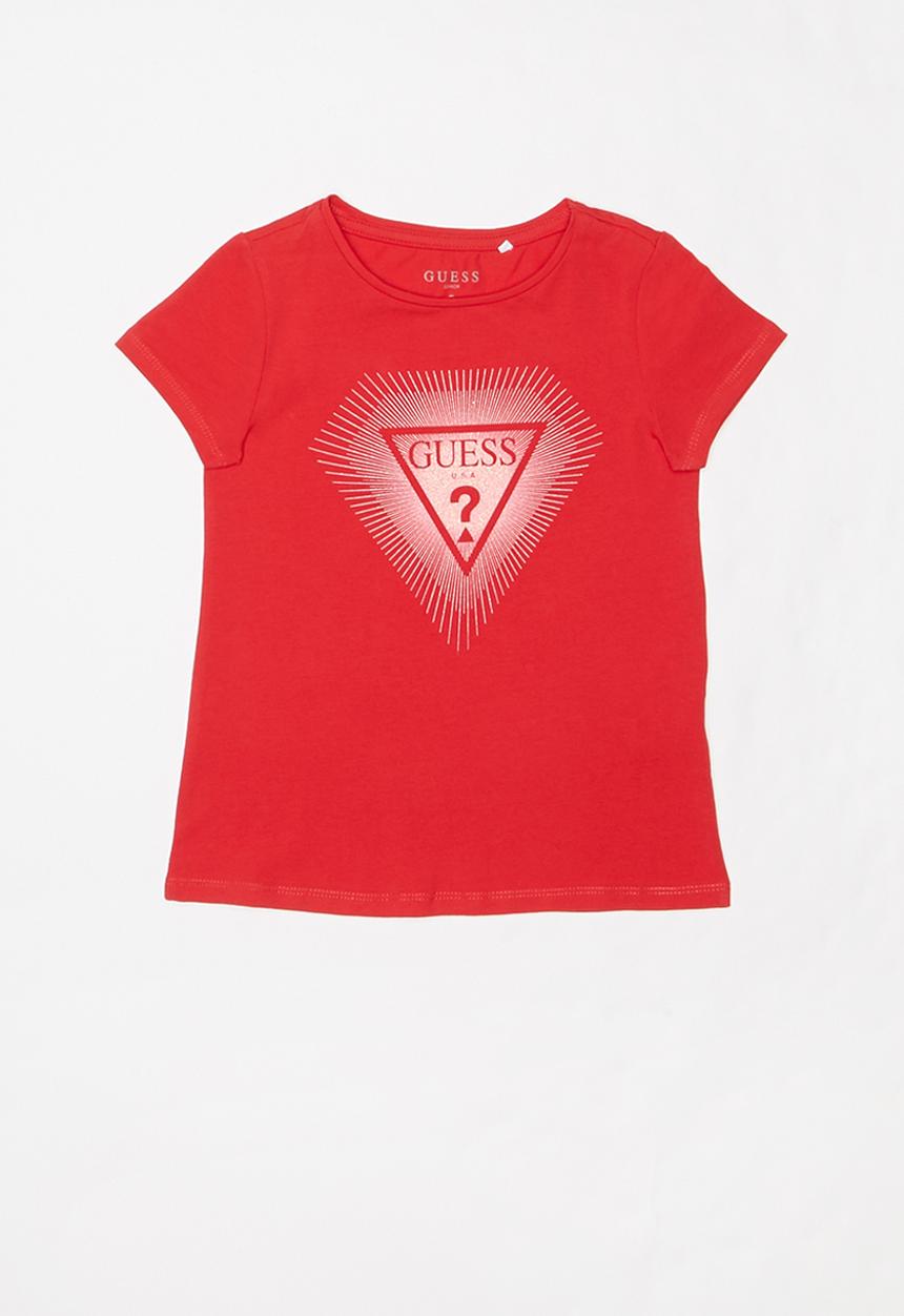 GUESS - Short sleeve diamond logo tee - red