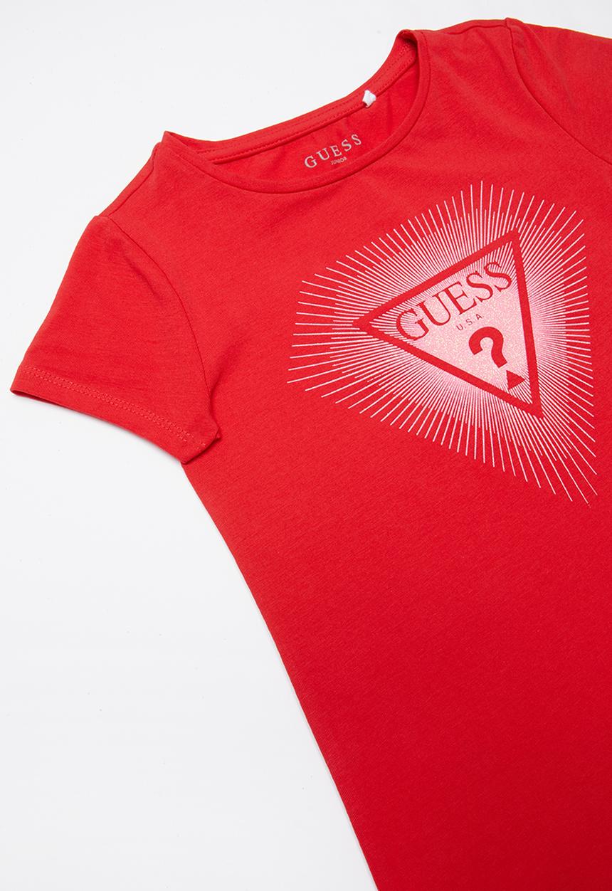 GUESS - Short sleeve diamond logo tee - red