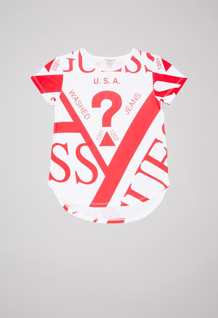 GUESS - Teens short sleeve guess fashion tee - white & red