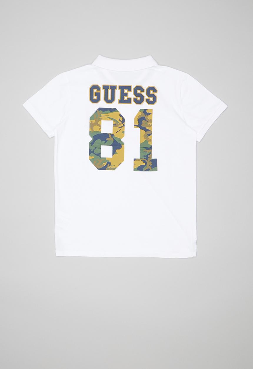 GUESS - Teens short sleeve guess 81 camo polo - white & green 