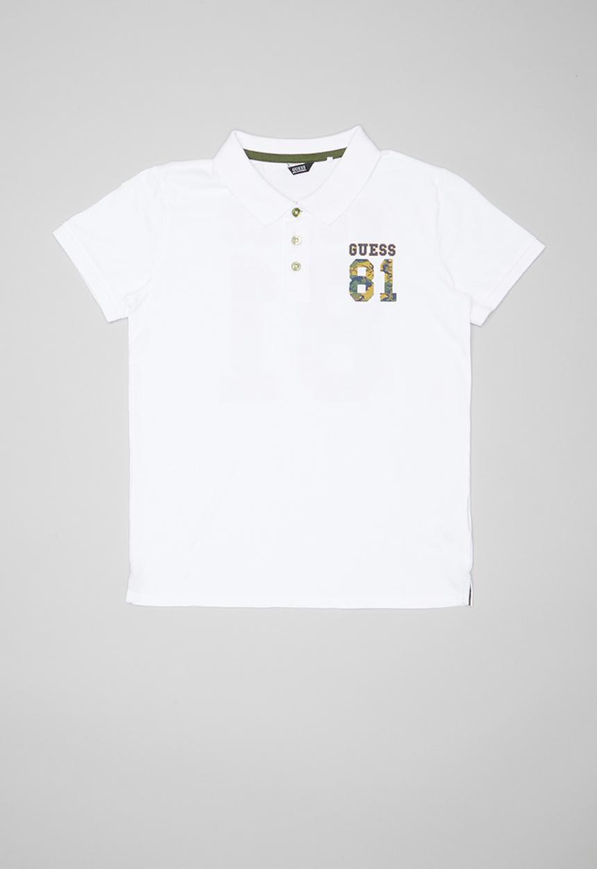 GUESS - Teens short sleeve guess 81 camo polo - white & green 
