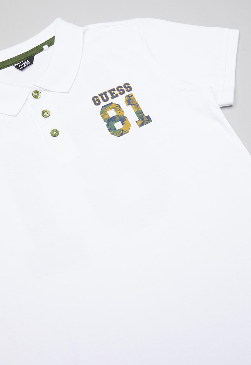 GUESS - Teens short sleeve guess 81 camo polo - white & green 