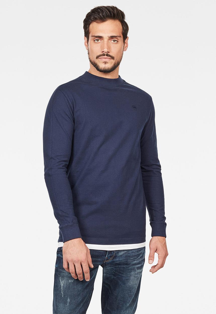 G-STAR - Korpaz mock r t long sleeve T-shirts - sartho blue