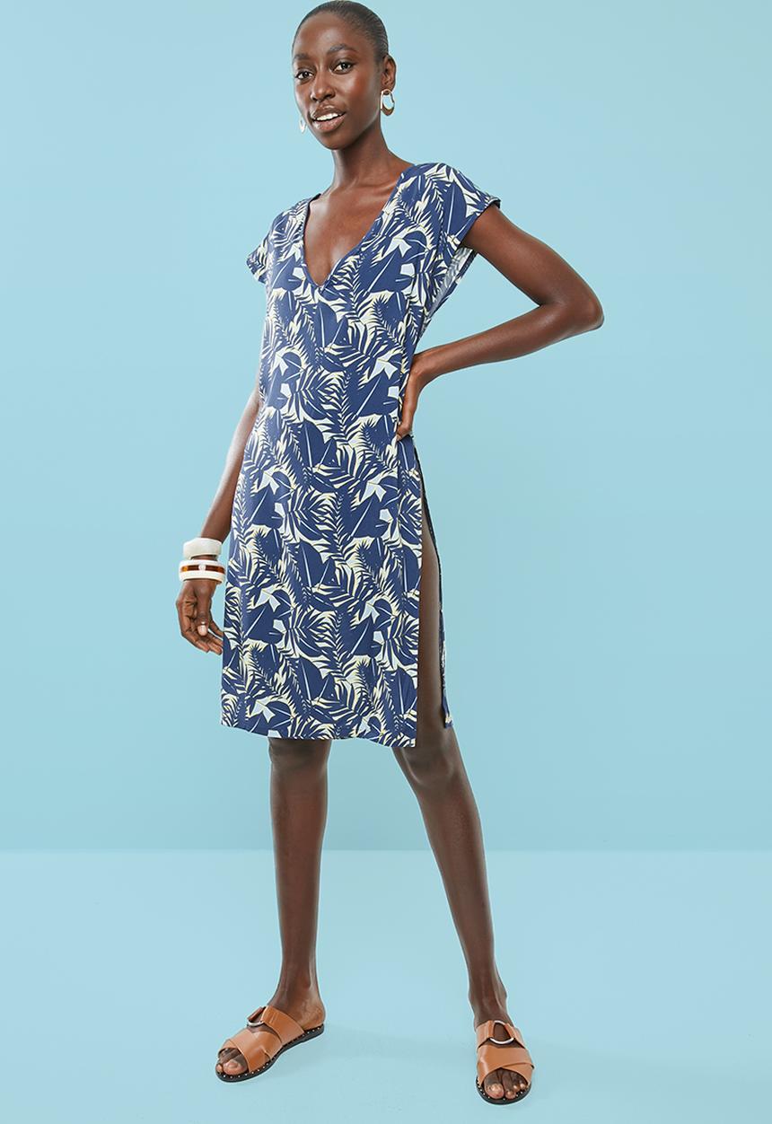 Superbalist - V-neck cover up - blue & yellow
