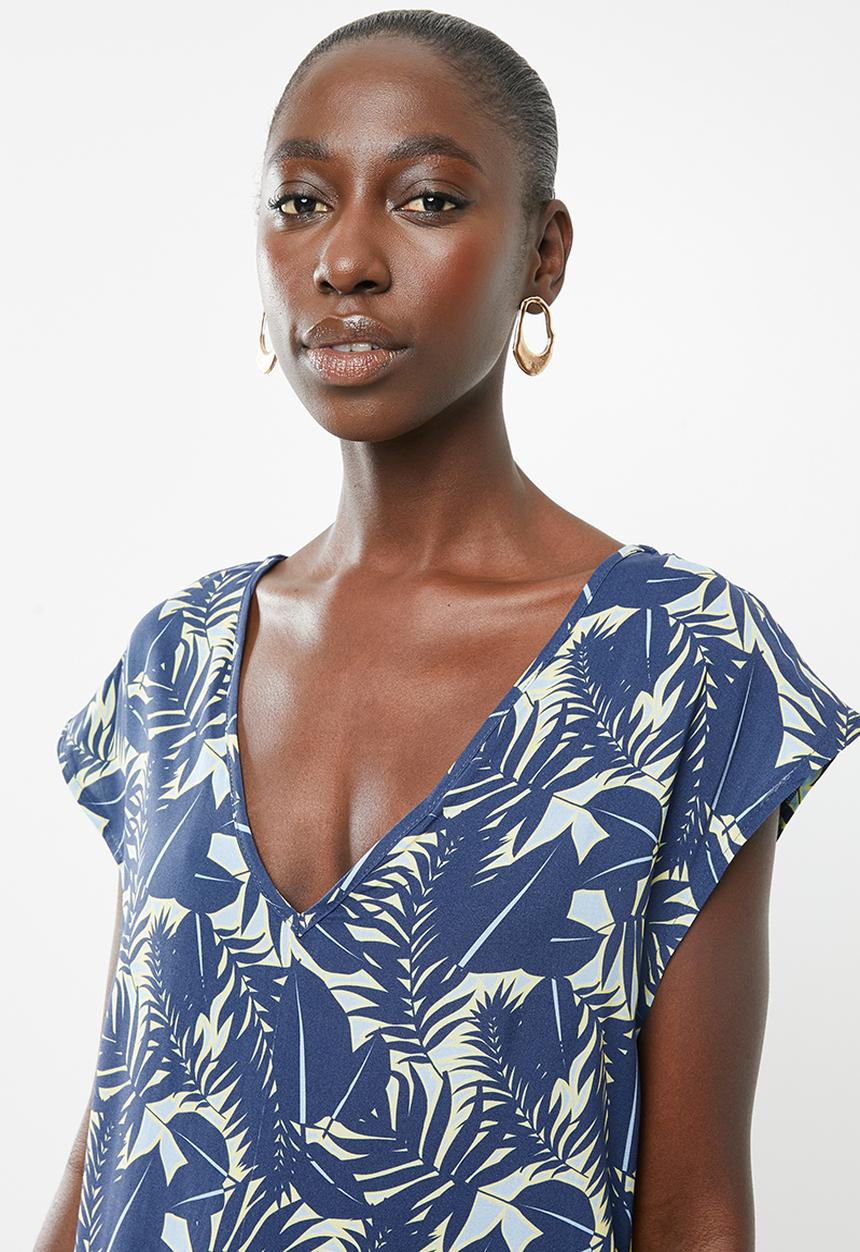 Superbalist - V-neck cover up - blue & yellow