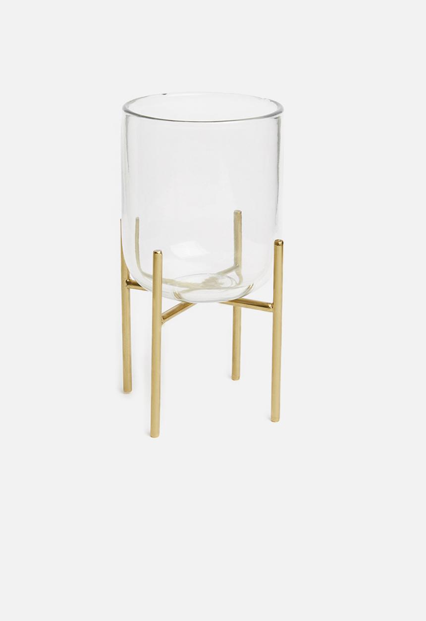 Sixth Floor - Glass vase with iron stand - gold