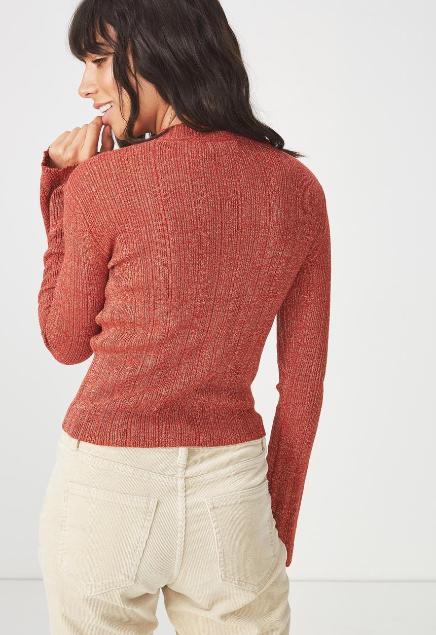 Cotton On - Metallic close to body pullover  - rust 