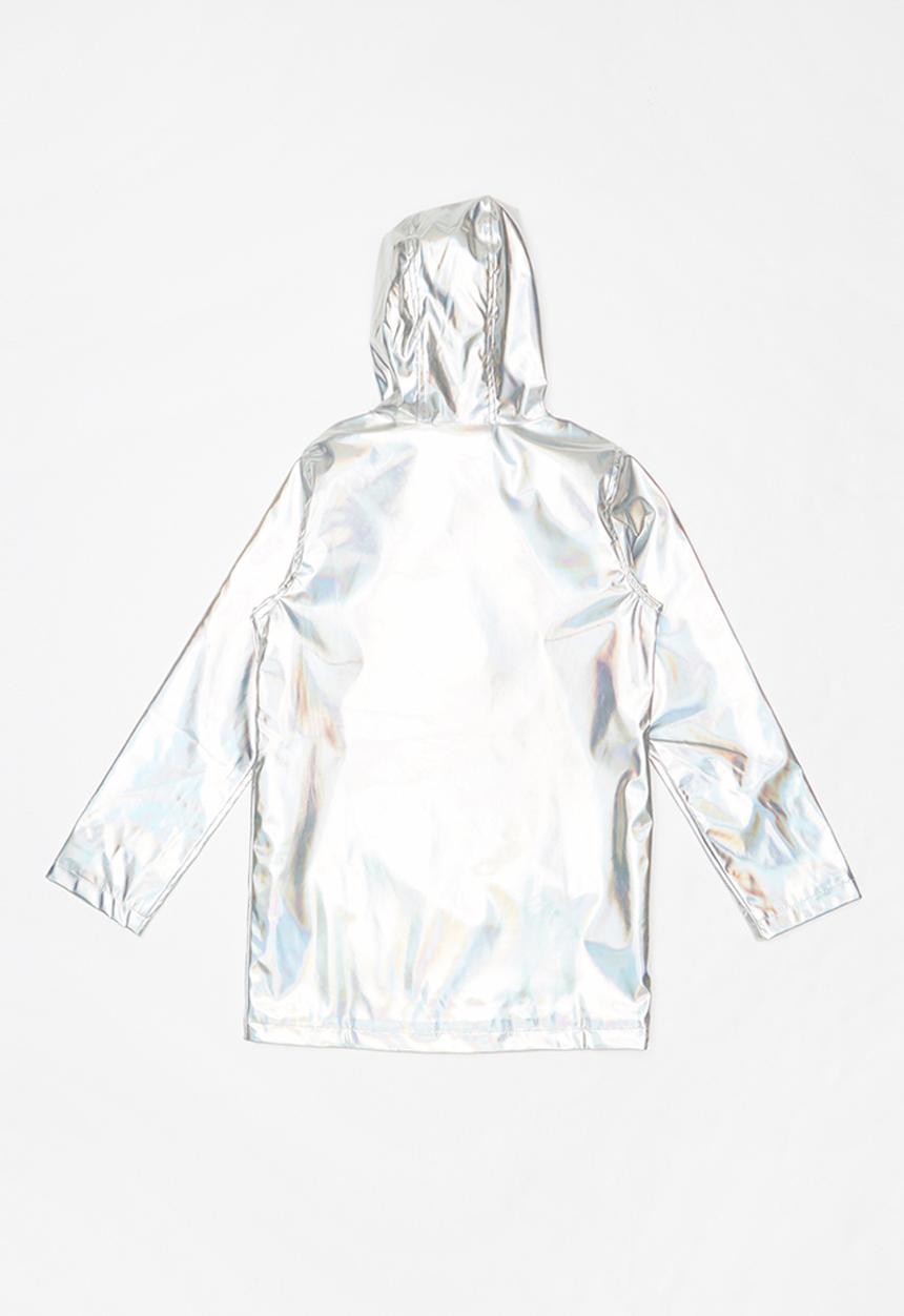 Pop Candy - Girls hooded metallic jacket with silver zip - silver