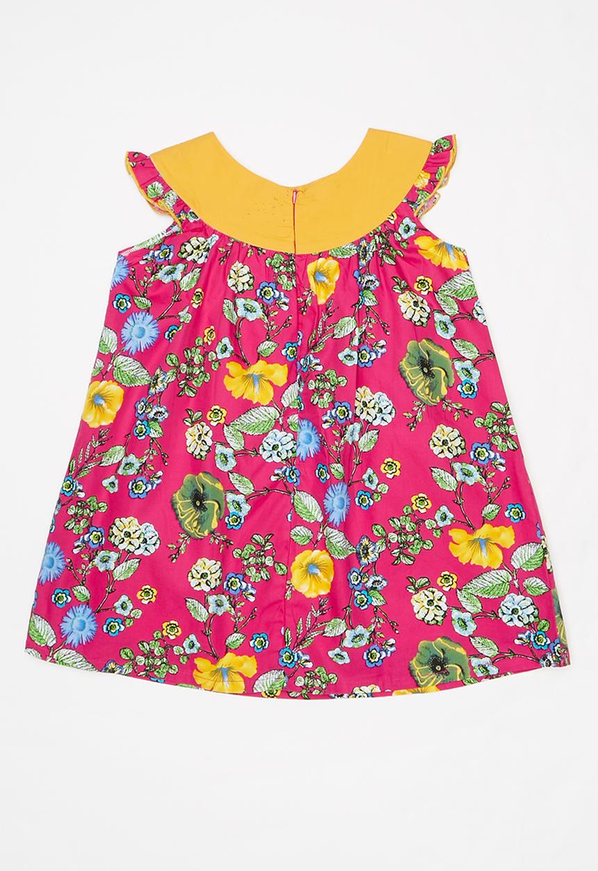Pop Candy - Floral printed dress - yellow & pink
