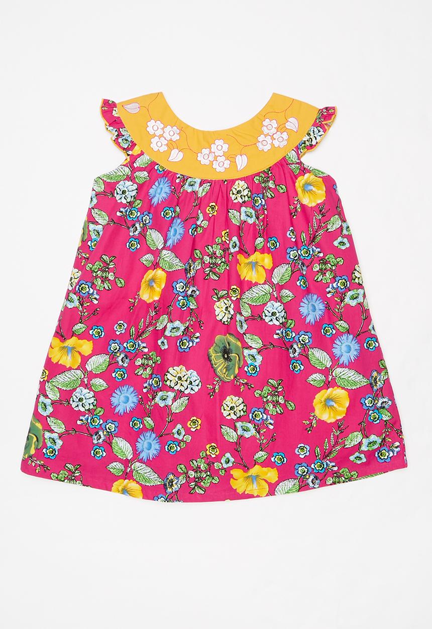 Pop Candy - Floral printed dress - yellow & pink