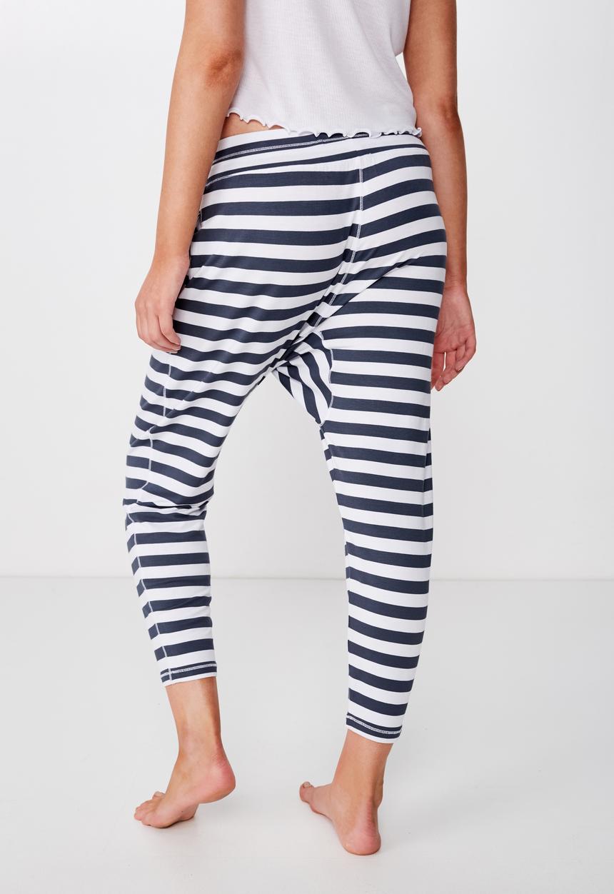 Cotton On - Sleep recovery drop crotch pant  - blue & white