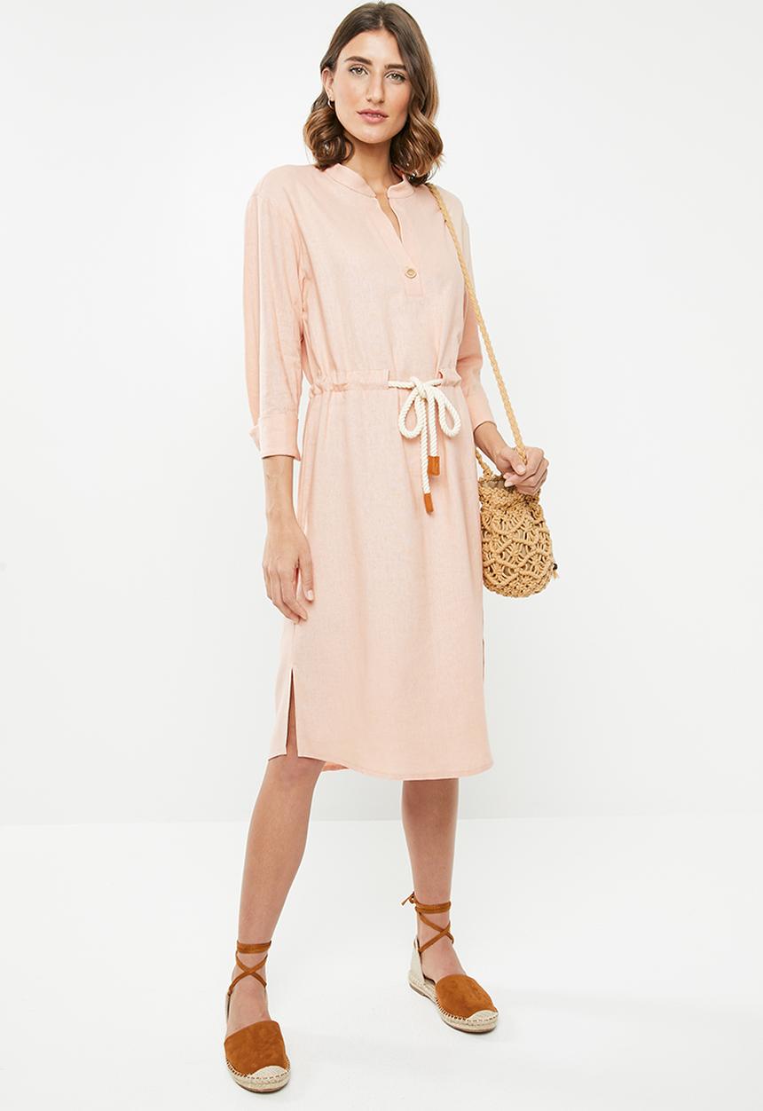 edit - Linen rope front dress - pink