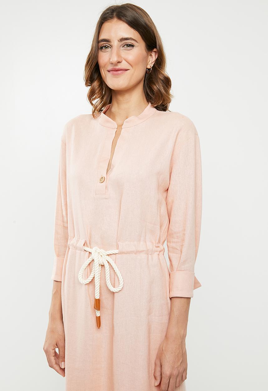 edit - Linen rope front dress - pink
