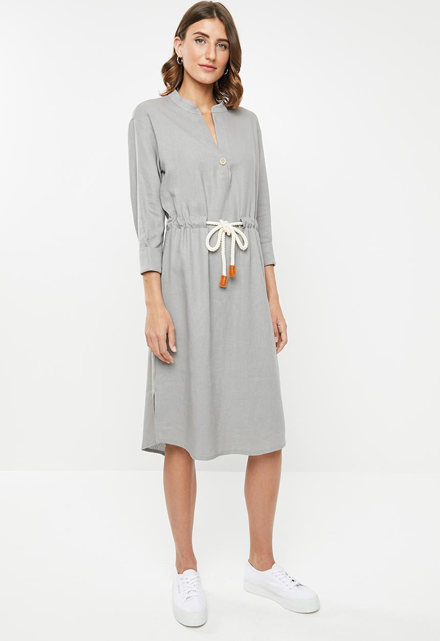edit - Linen rope front dress - grey