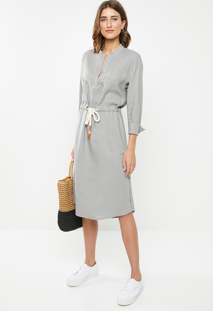 edit - Linen rope front dress - grey