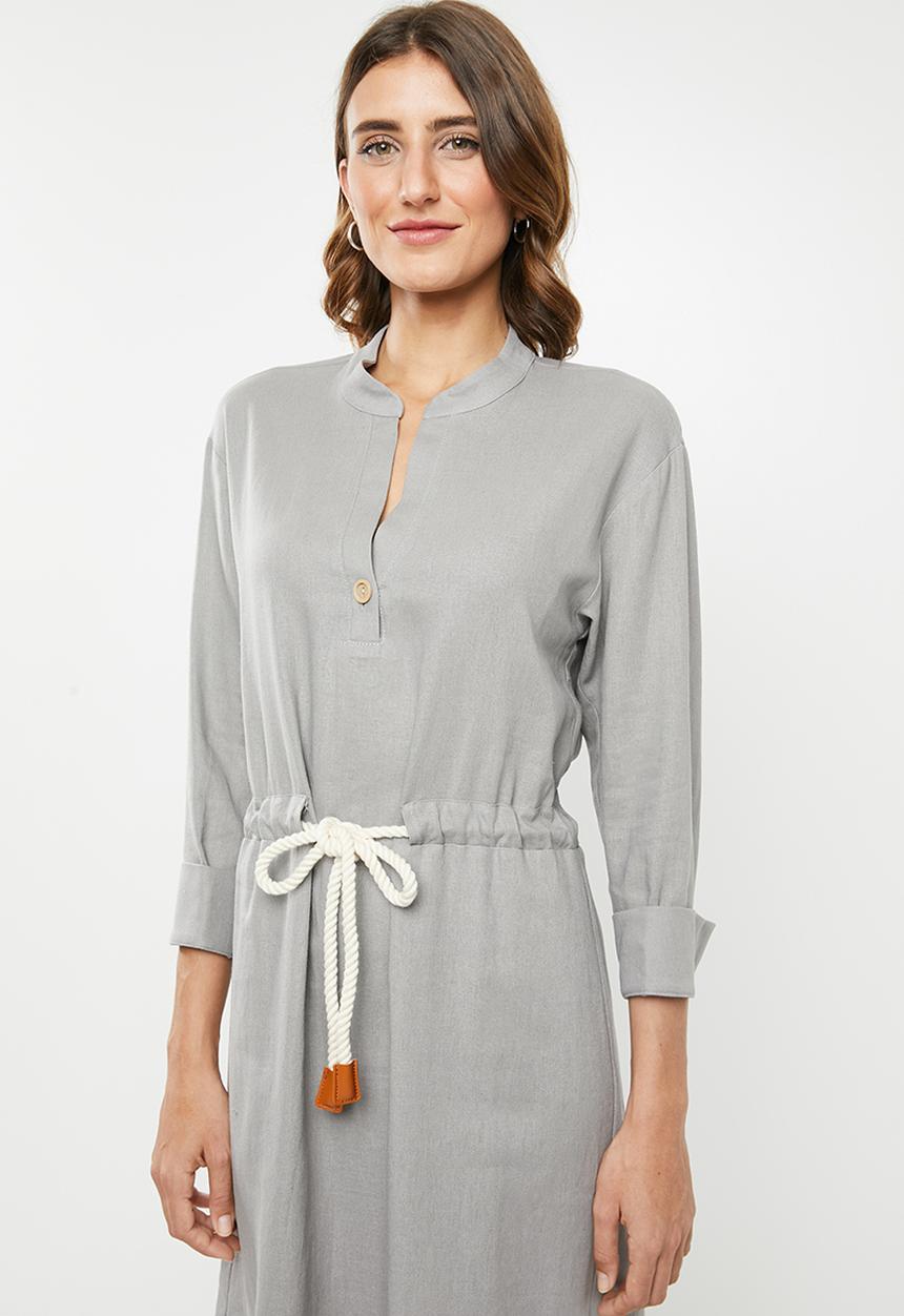 edit - Linen rope front dress - grey